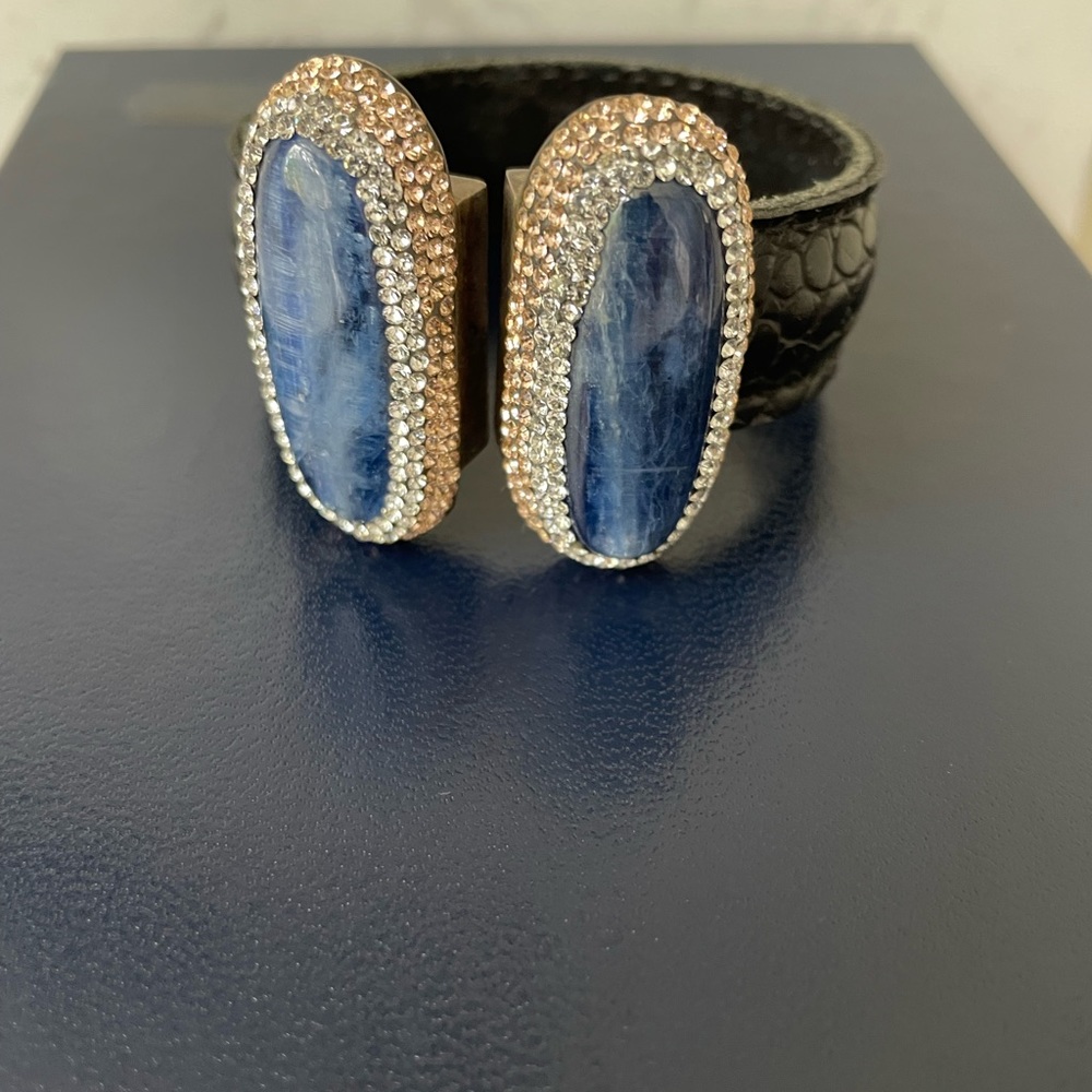 Stone and leather croc embossed bracelet.